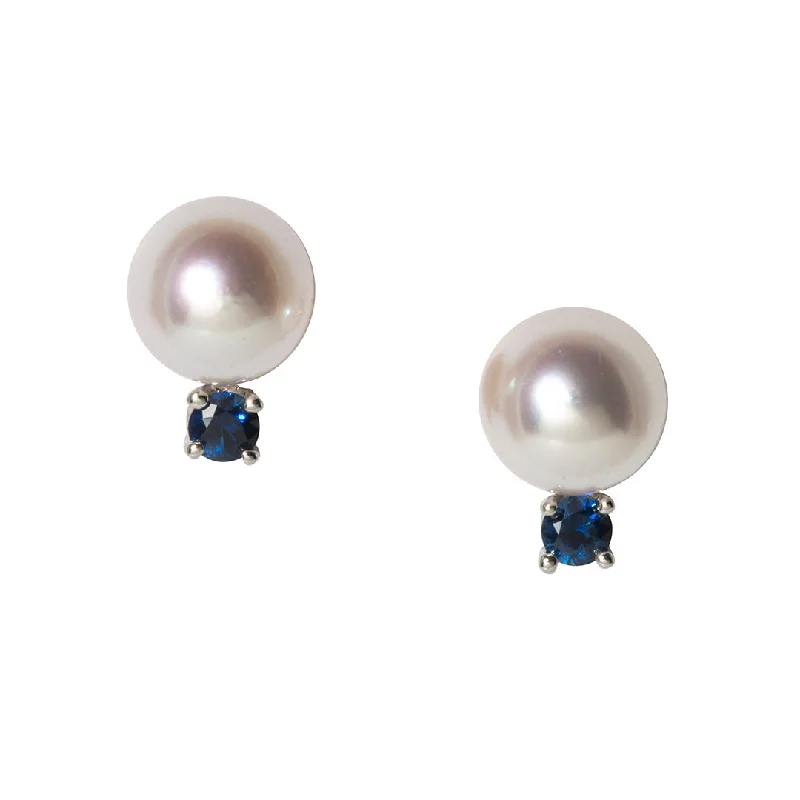 Affordable Glamour – Premium Jewelry At Special Prices 8mm Pearl & Sapphire 14K White Gold Stud Earrings Affordable Glamour – Premium Jewelry At Special Prices 8mm Pearl & Sapphire 14K White Gold Stud Earrings
