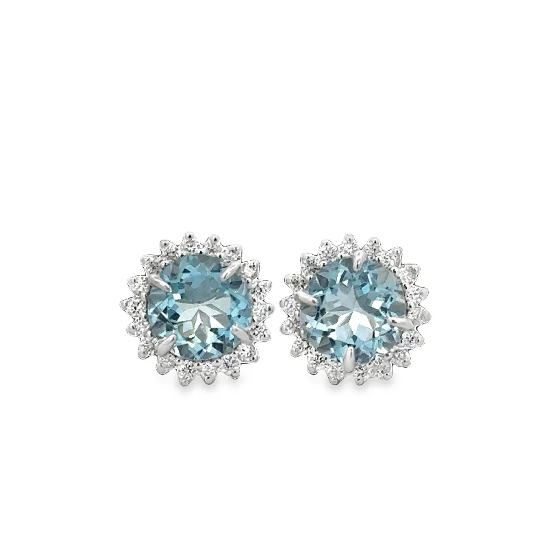 Jewelry Sale Bonanza – Grab Your Sparkle Now Aquamarine and Diamond Stud Earrings in White Gold Jewelry Sale Bonanza – Grab Your Sparkle Now Aquamarine and Diamond Stud Earrings in White Gold