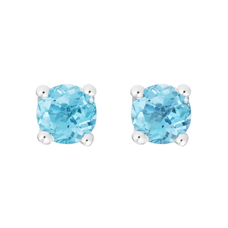 Stunning Jewelry At A Fraction Of The Price Blue Topaz 14K White Gold 4mm Stud Earrings