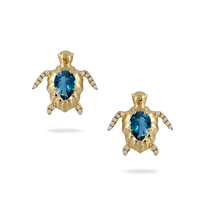 Shop Handcrafted Jewelry At Special Promotional Rates Blue Topaz & Diamond 18K Gold Sea Turtle Stud Earrings Shop Handcrafted Jewelry At Special Promotional Rates Blue Topaz & Diamond 18K Gold Sea Turtle Stud Earrings