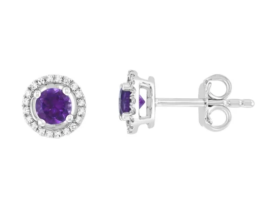 Shine In Style – Shop Jewelry Discounts Today Bremer Jewelry Round Amethyst and Diamond Solitaire/Stud Earrings in 14K White Gold (0.55ctw) Shine In Style – Shop Jewelry Discounts Today Bremer Jewelry Round Amethyst and Diamond Solitaire/Stud Earrings in 14K White Gold (0.55ctw)