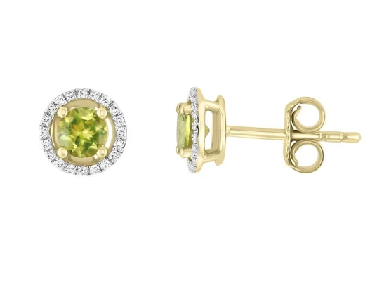 Dazzle In Elegance With Our Biggest Jewelry Sale Round Shape Peridot and Diamonds Solitaire/Stud Earrings in 14K Yellow Gold (0.64ctw) Dazzle In Elegance With Our Biggest Jewelry Sale Round Shape Peridot and Diamonds Solitaire/Stud Earrings in 14K Yellow Gold (0.64ctw)