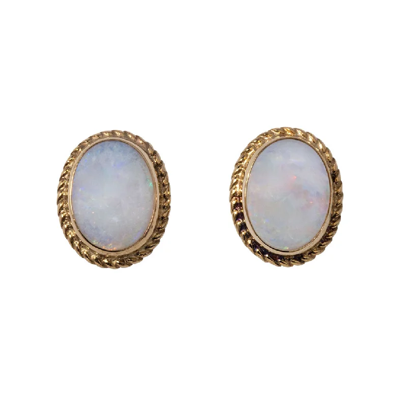 Flash Sale On Elegant Jewelry – Don't Miss Out Cabochon Opal 14K Yellow Gold Rope Twist Stud Earrings Flash Sale On Elegant Jewelry – Don't Miss Out Cabochon Opal 14K Yellow Gold Rope Twist Stud Earrings