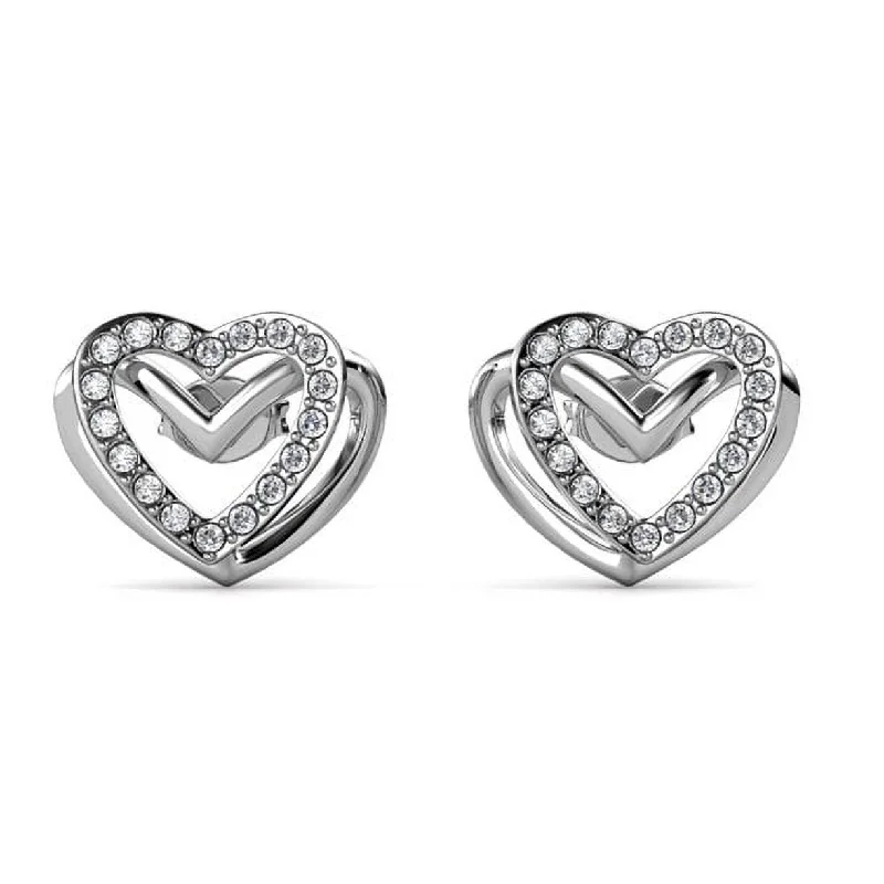 Bohemian-Inspired Jewelry For Free-Spirited Fashion Cathy 18k White Gold Plated Heart Stud Earrings with Swarovski Crystals Bohemian-Inspired Jewelry For Free-Spirited Fashion Cathy 18k White Gold Plated Heart Stud Earrings with Swarovski Crystals