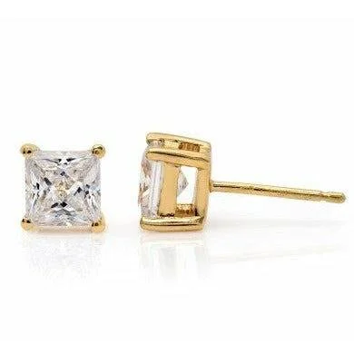 Stunning Jewelry At Even More Stunning Prices Crislu Cubic Zirconia Princess Cut Square Stud Earrings-1.50 cttw - Gold Stunning Jewelry At Even More Stunning Prices Crislu Cubic Zirconia Princess Cut Square Stud Earrings-1.50 cttw - Gold