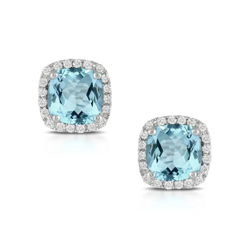 Exclusive Online Discounts On Stylish Jewelry 2.5ct Cushion Blue Topaz & Diamond 18K White Gold Stud Earrings Exclusive Online Discounts On Stylish Jewelry 2.5ct Cushion Blue Topaz & Diamond 18K White Gold Stud Earrings