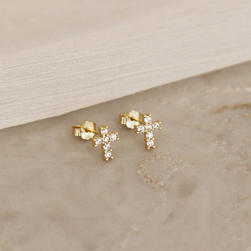 Clearance Sale On High-End Jewelry Collections CZ Cross Stud Earrings