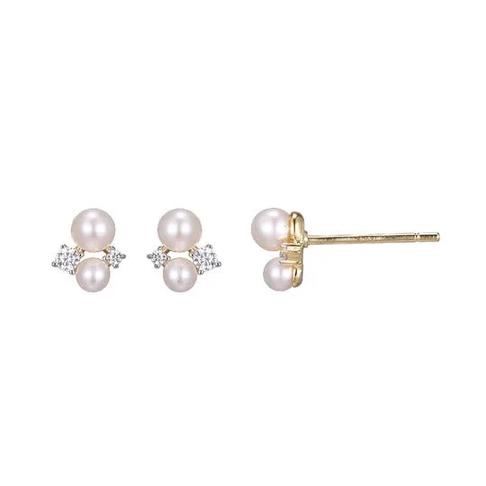 Timeless Jewelry Styles At Wallet-Friendly Prices CZ & Pearl Gold Plated Silver Stud Earrings