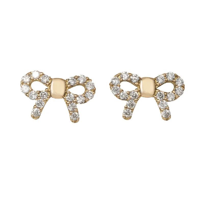 Best Jewelry Sale Prices – Limited-Time Offer Diamond 18K Gold Mini Bow Stud Earrings