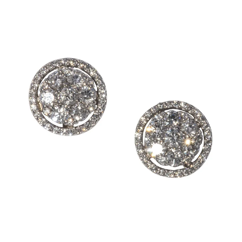 Luxury Jewelry Now At Special Promotional Rates .95ct Diamond Cluster Halo 14K Gold Stud Earrings