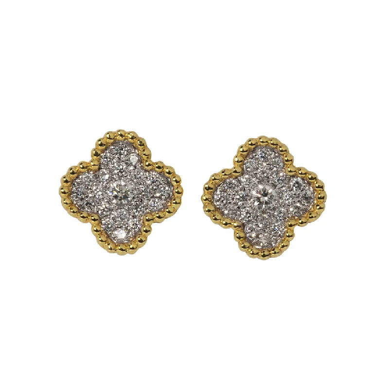 Final Call For Exquisite Jewelry At Reduced Rates Diamond Pavé Cluster Clover Beaded 14K Gold Stud Earrings Final Call For Exquisite Jewelry At Reduced Rates Diamond Pavé Cluster Clover Beaded 14K Gold Stud Earrings