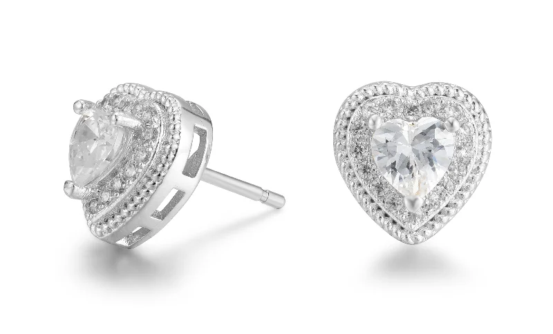 Once-A-Year Jewelry Sale – Grab Your Favorites Now Donna 18k White Gold Plated Silver Heart Stud Earrings with Simulated Diamond Crystals Once-A-Year Jewelry Sale – Grab Your Favorites Now Donna 18k White Gold Plated Silver Heart Stud Earrings with Simulated Diamond Crystals
