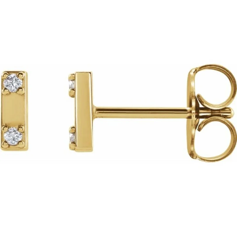 Dainty Floral Jewelry For Feminine Elegance Duo Diamond Bar Stud Earrings