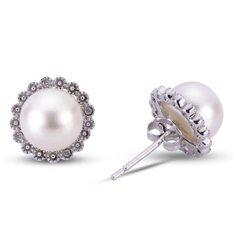 Exclusive Jewelry Sale – Sparkle For Less Freshwater Pearl & Diamond Sterling Silver Stud Earrings Exclusive Jewelry Sale – Sparkle For Less Freshwater Pearl & Diamond Sterling Silver Stud Earrings