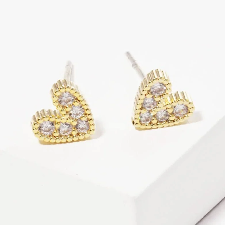 Shop Elegant Jewelry At Unbeatable Prices Dipped Heart CZ Stone Stud Earrings