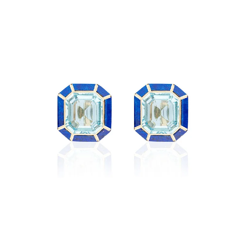 Best Jewelry Deals – Premium Quality At Exclusive Discounts Goshwara Blue Topaz & Lapis Lazuli Inlay 18K Gold Stud Earrings Best Jewelry Deals – Premium Quality At Exclusive Discounts Goshwara Blue Topaz & Lapis Lazuli Inlay 18K Gold Stud Earrings