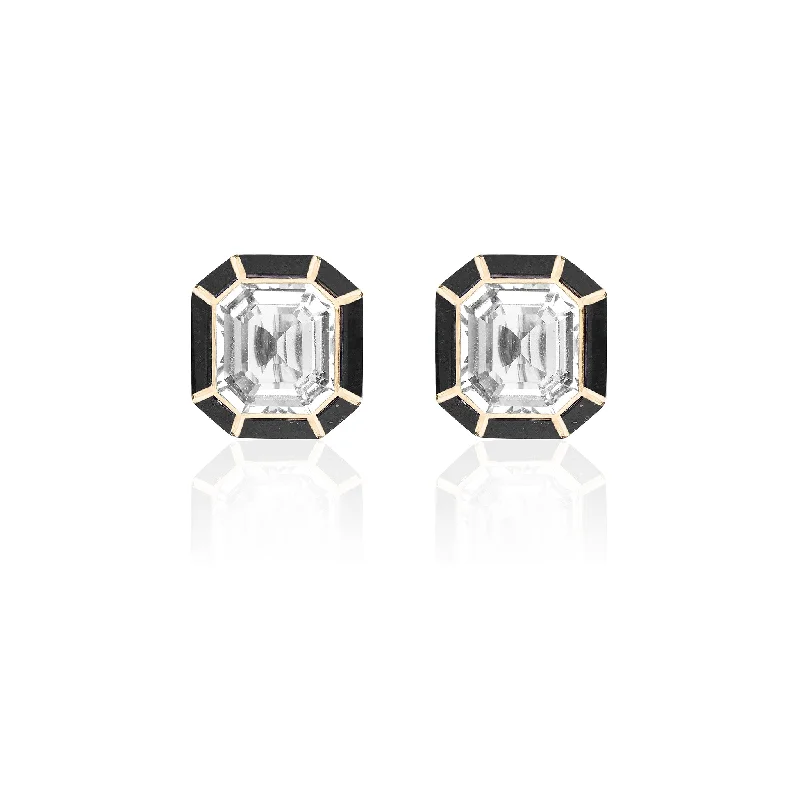 Timeless Elegance Now At Special Discounts Goshwara Rock Crystal & Onyx Inlay 18K Gold Stud Earrings Timeless Elegance Now At Special Discounts Goshwara Rock Crystal & Onyx Inlay 18K Gold Stud Earrings