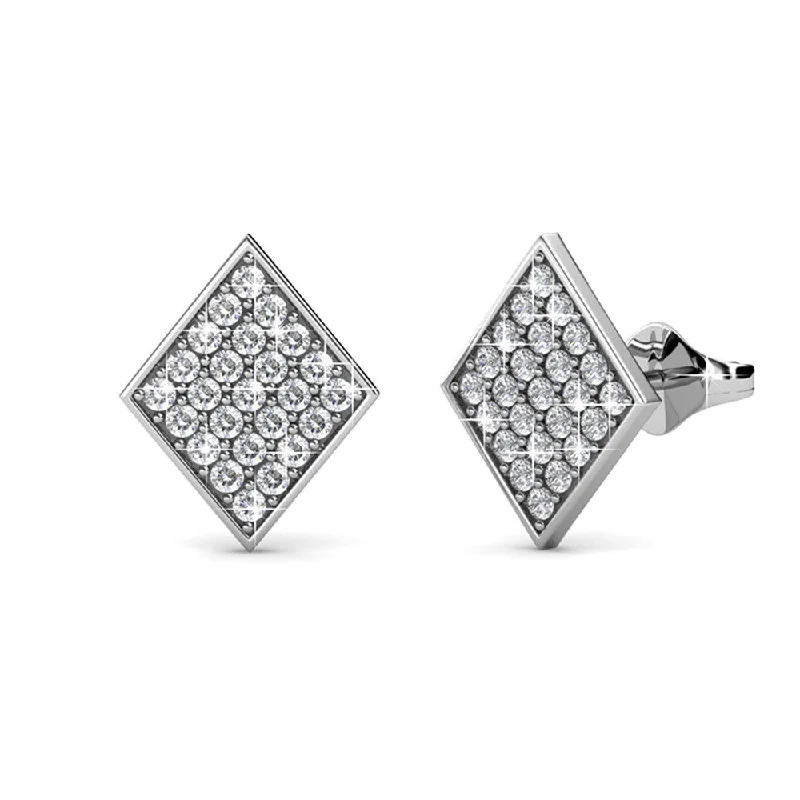Versatile Layering Jewelry For Effortless Chic Lennon 18k White Gold Plated Diamond Shaped Stud Earrings with Swarovski Crystals Versatile Layering Jewelry For Effortless Chic Lennon 18k White Gold Plated Diamond Shaped Stud Earrings with Swarovski Crystals