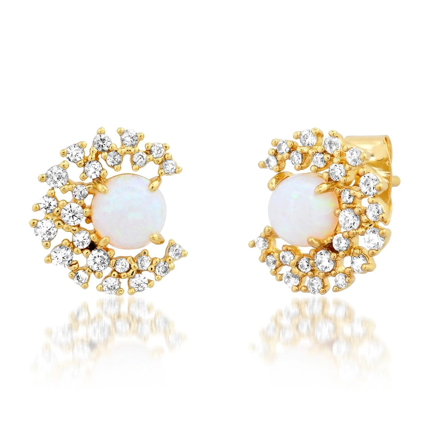 Timeless Elegance, Temporary Discounts – Act Fast Pave CZ Opal and Crescent Stonel Stud Earrings Timeless Elegance, Temporary Discounts – Act Fast Pave CZ Opal and Crescent Stonel Stud Earrings
