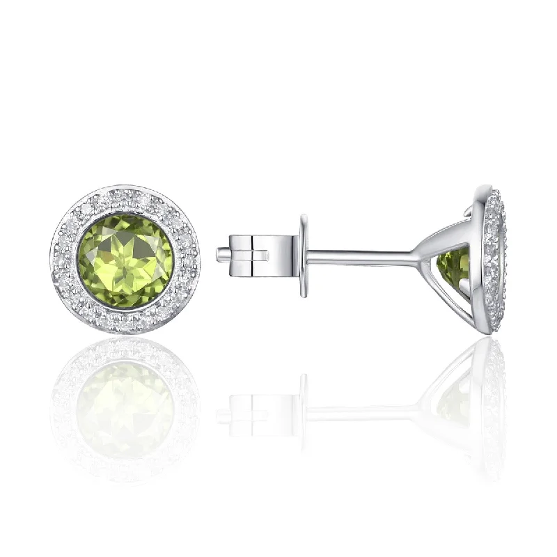 Make Every Moment Shine – Jewelry Discounts Available Peridot & Diamond Halo 14K White Gold Martini Stud Earrings Make Every Moment Shine – Jewelry Discounts Available Peridot & Diamond Halo 14K White Gold Martini Stud Earrings