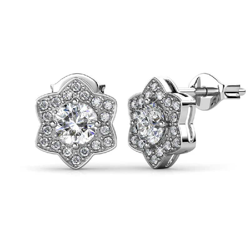 Affordable Gold-Plated Jewelry For Modern Fashion Poppy 18k White Gold Plated Stud Earrings with Swarovski Crystals Affordable Gold-Plated Jewelry For Modern Fashion Poppy 18k White Gold Plated Stud Earrings with Swarovski Crystals