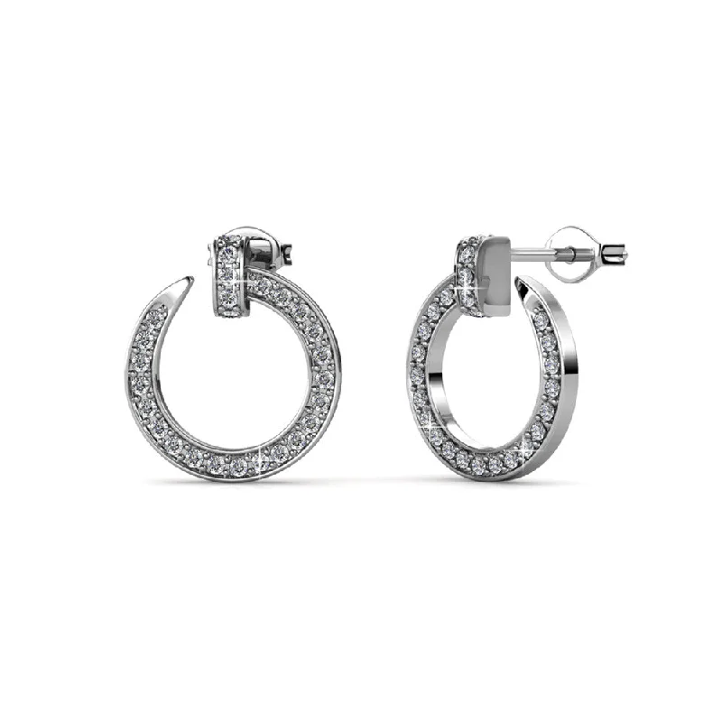 High-Quality Gemstone Jewelry For Special Occasions Raven 18k White Gold Plated Circle Drop Stud Earrings with Swarovski Crystals High-Quality Gemstone Jewelry For Special Occasions Raven 18k White Gold Plated Circle Drop Stud Earrings with Swarovski Crystals