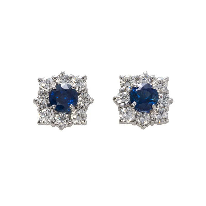 Buy More, Save More On Stunning Jewelry Pieces Round Sapphire & Diamond Cluster 18K Gold Stud Earrings Buy More, Save More On Stunning Jewelry Pieces Round Sapphire & Diamond Cluster 18K Gold Stud Earrings