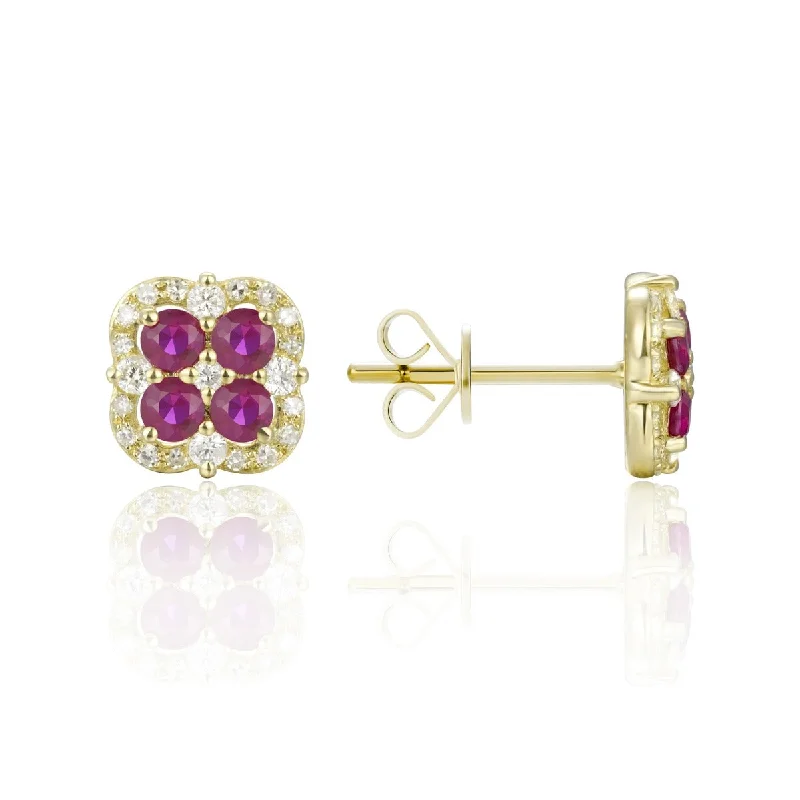 Unique Jewelry Designs Now At Discounted Rates Ruby & Diamond 14K Yellow Gold Clover Stud Earrings Unique Jewelry Designs Now At Discounted Rates Ruby & Diamond 14K Yellow Gold Clover Stud Earrings