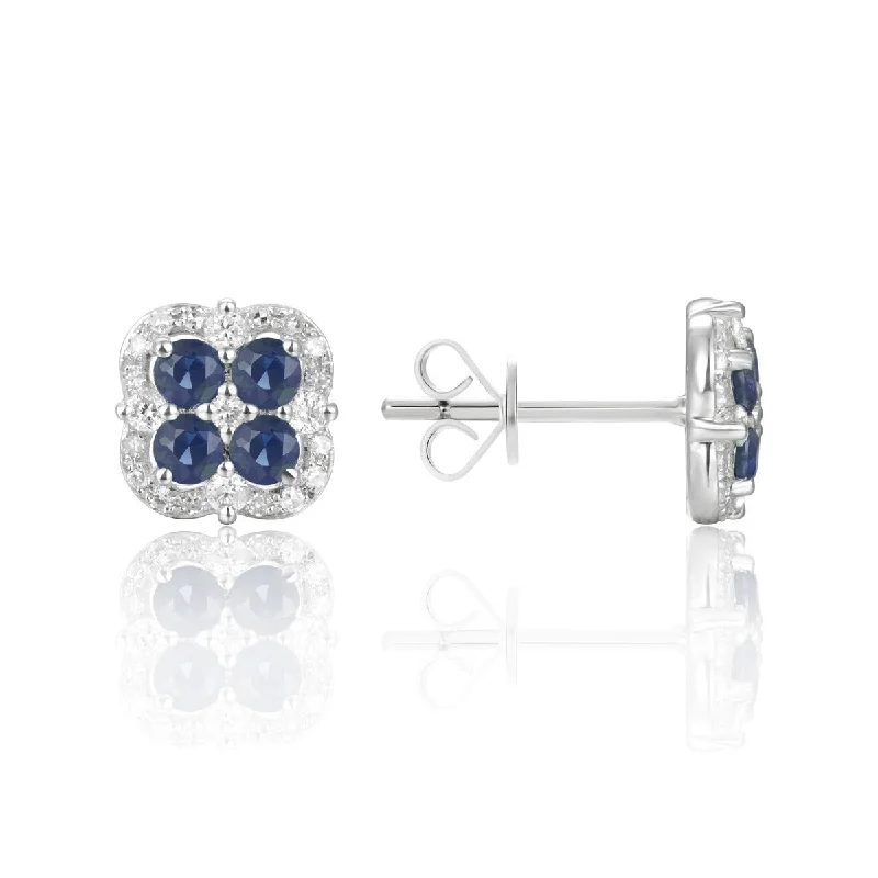 Luxury Jewelry Sale – Sparkle For Less Sapphire & Diamond 14K White Gold Clover Stud Earrings Luxury Jewelry Sale – Sparkle For Less Sapphire & Diamond 14K White Gold Clover Stud Earrings