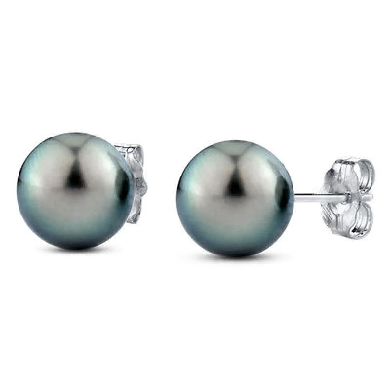 Affordable Glamour – Premium Jewelry For Less 11mm Tahitian Cultured Pearl Stud Earrings in 14K White Gold Affordable Glamour – Premium Jewelry For Less 11mm Tahitian Cultured Pearl Stud Earrings in 14K White Gold