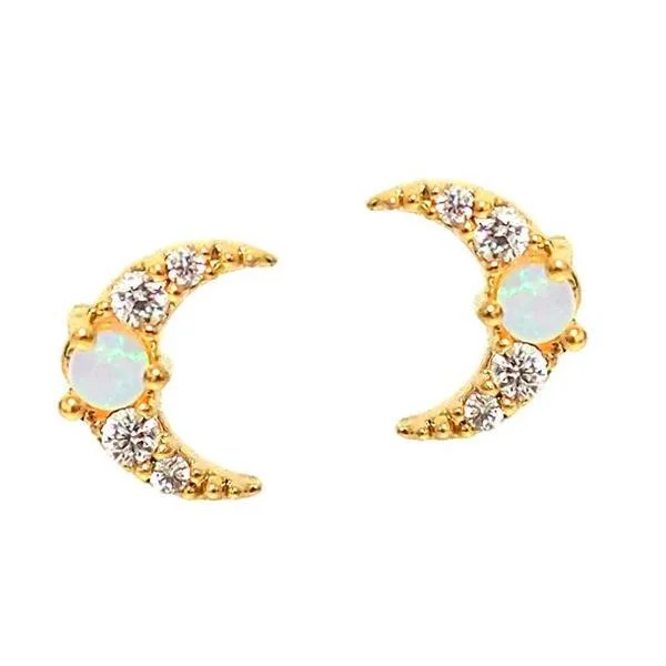 Upgrade Your Jewelry Collection For Less TAI MOON STUD EARRINGS WITH OPAL CENTER