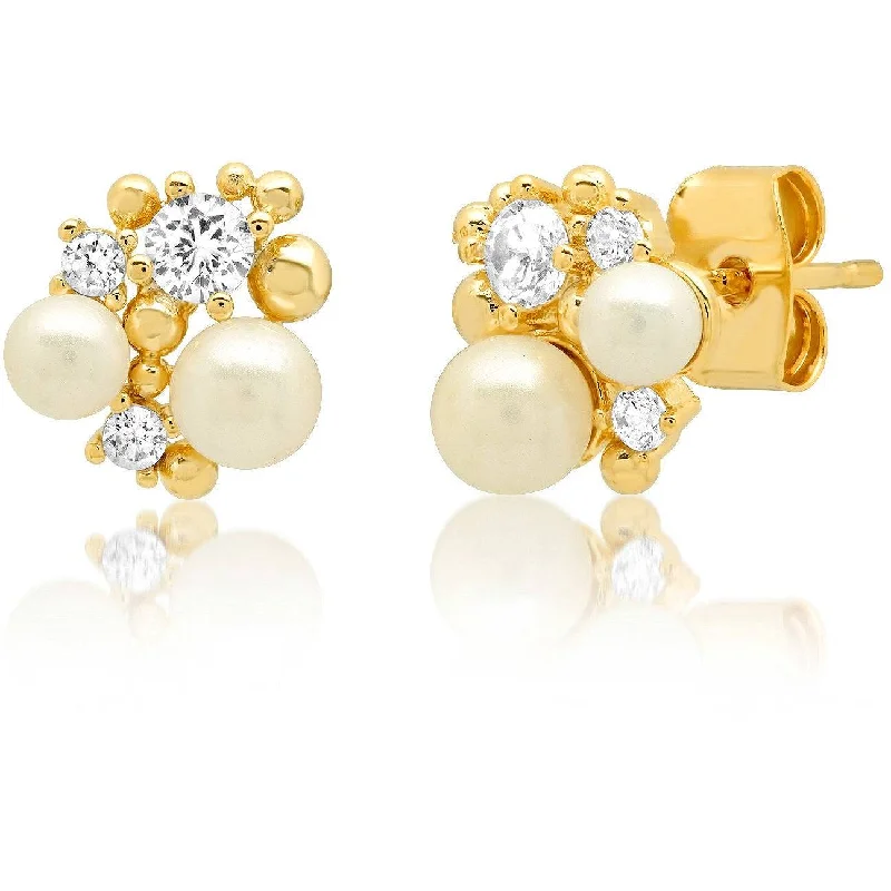 Exclusive Online Jewelry Sale – Don't Wait TAI PEARL AND CZ CLUSTER STUD EARRINGS