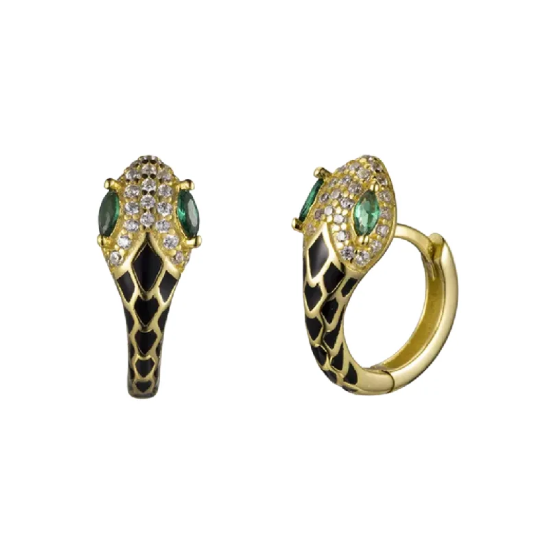 Unmissable Jewelry Sale – Shop Before It's Too Late Black Enamel Snake Huggies