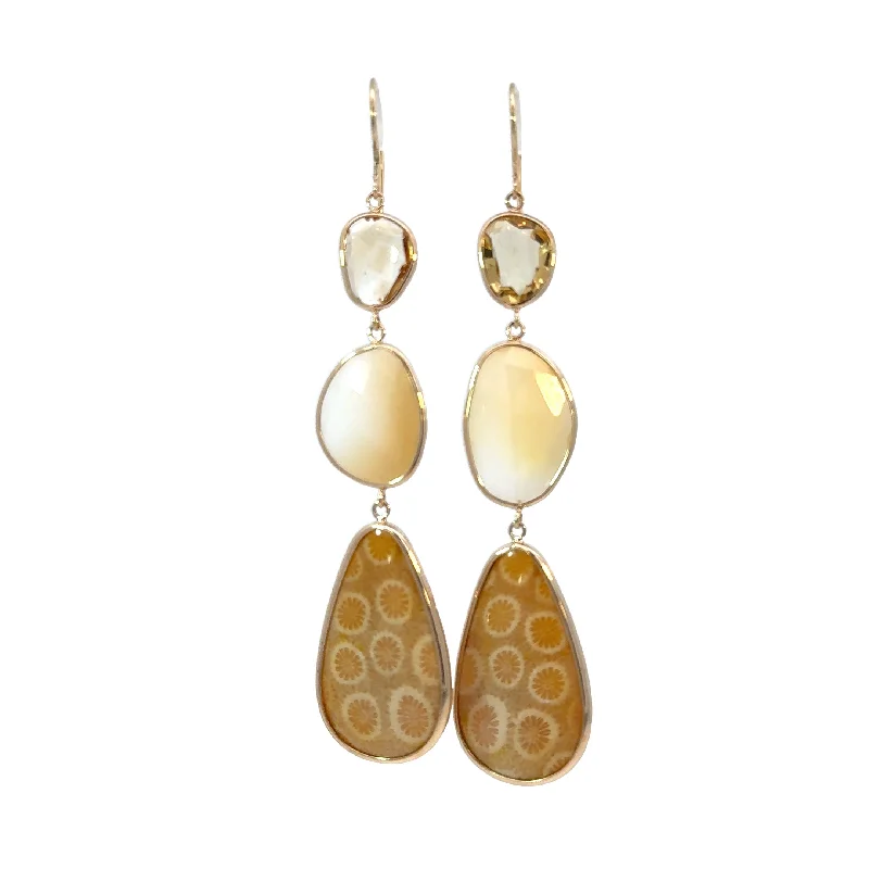 Premium Diamond Jewelry For Unforgettable Moments Citrine, White Opal and B'unga Agate Elizabeth Stone Earrings Premium Diamond Jewelry For Unforgettable Moments Citrine, White Opal and B'unga Agate Elizabeth Stone Earrings