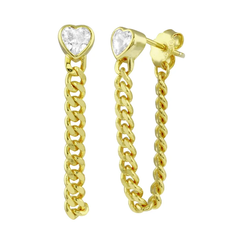 Get The Sparkle You Love At Prices You Adore Cuban Chain Bezel Heart Earrings