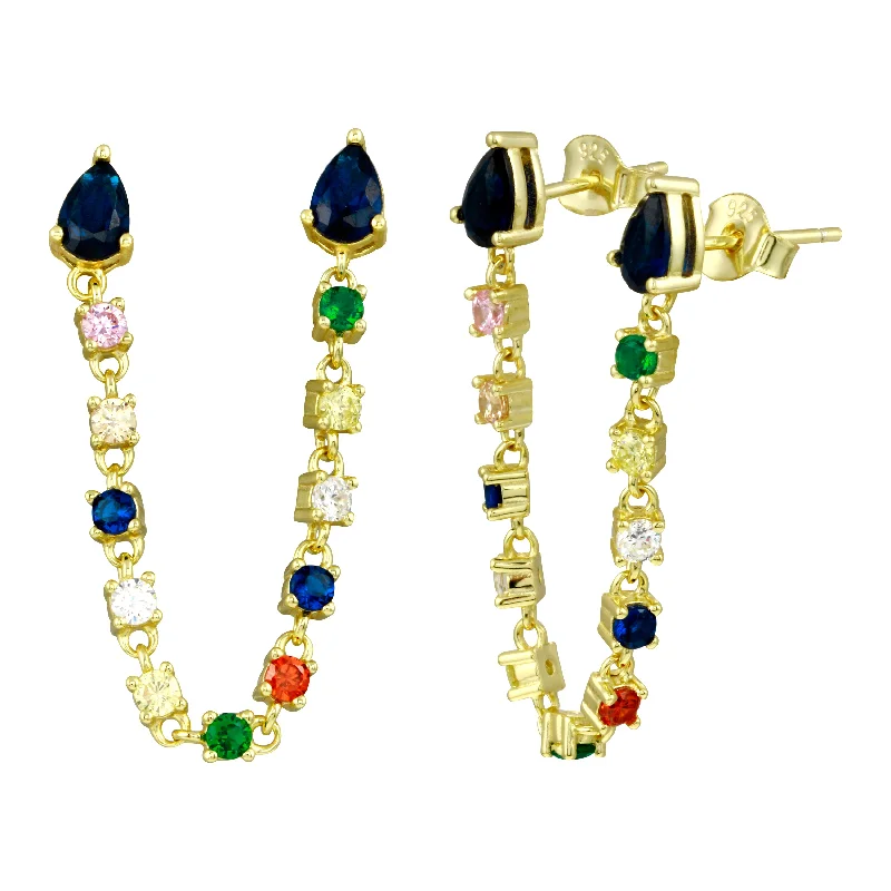 Affordable Luxury Jewelry For Every Occasion Double Diamond Rainbow Chain Studs