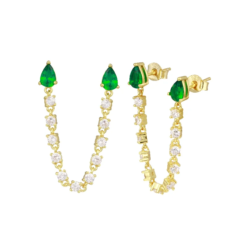 Limited-Time Offer On Premium Jewelry Collections Double Emerald Chain Stud