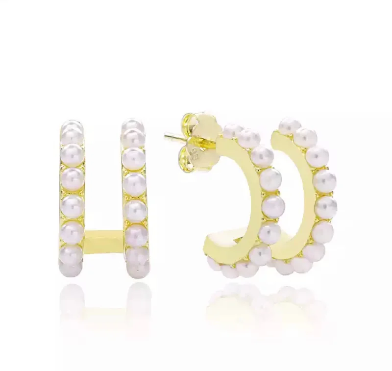 Chic, Trendy, And Affordable Jewelry Sale Double Pearl Huggie