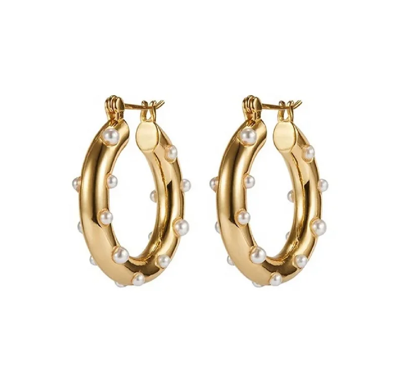 Elegant Jewelry, Exclusive Prices – Shop Now Golden Pearl Hoops
