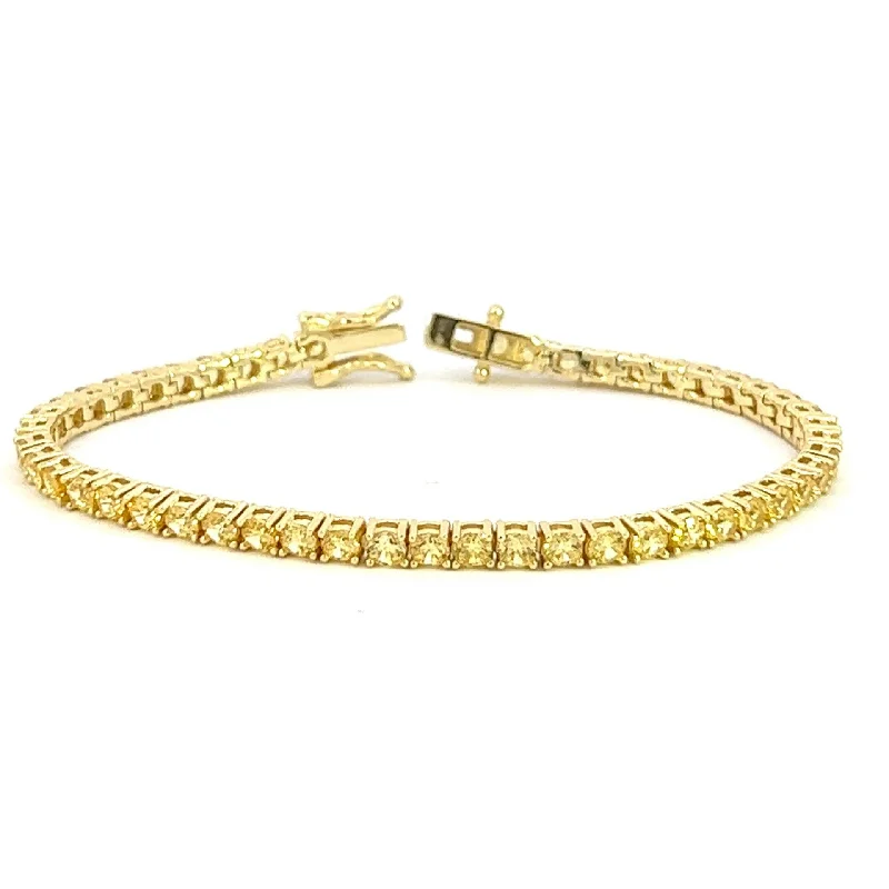 Classic And Modern Jewelry Styles On Sale Golden Tennis Bracelet- 3 mm