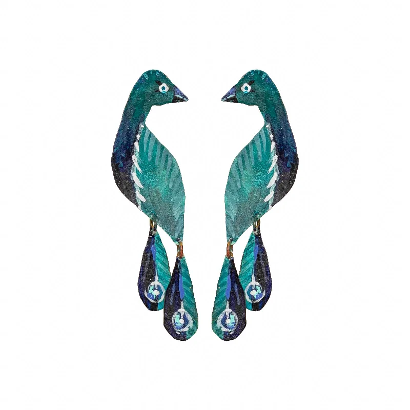 Timeless Elegance Now At Special Discounts Handpainted Petit Peacock Earrings