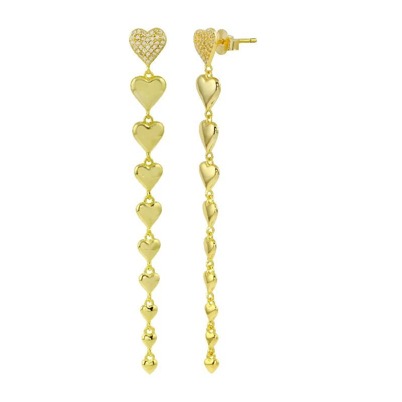 Clearance Sale On High-End Jewelry Collections Long Falling Heart Earrings
