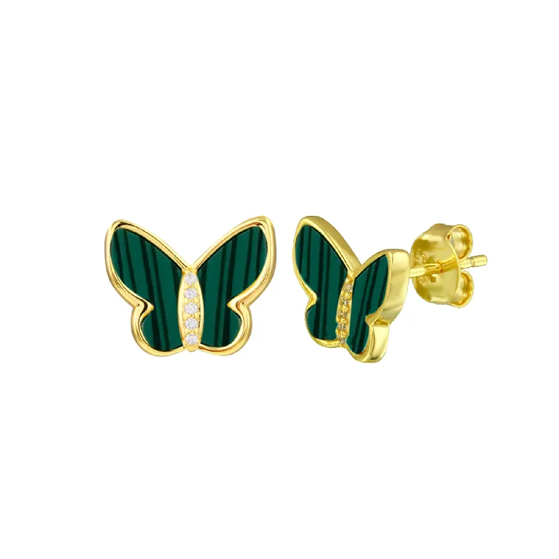 Discounted Luxury Jewelry – Shine Without The Splurge Malachite Butterfly Studs