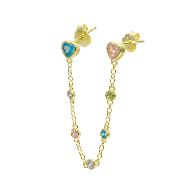 Jewelry Clearance Sale – Final Reductions Pastel Heart Chain Earring (SINGLE)