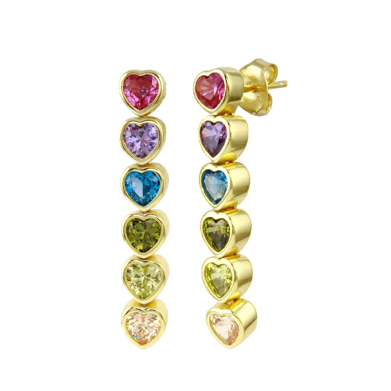 Flash Sale On Exquisite Jewelry – Don't Miss Out Rainbow Bezel Heart Drop Down Earrings Flash Sale On Exquisite Jewelry – Don't Miss Out Rainbow Bezel Heart Drop Down Earrings