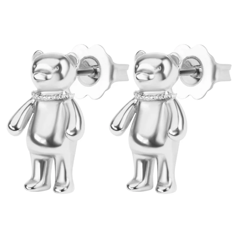 Customized Silver Jewelry For Unique Style Silver Bear Earrings
