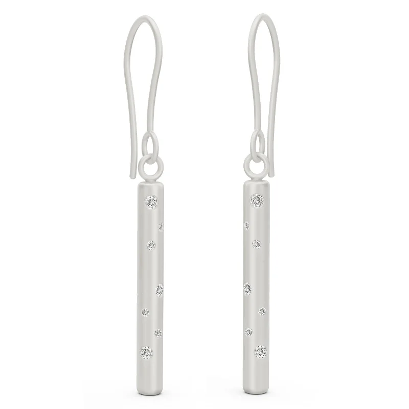 Personalized Engraved Jewelry For Meaningful Gifts Silver Diamond Round Bar Earrings Personalized Engraved Jewelry For Meaningful Gifts Silver Diamond Round Bar Earrings