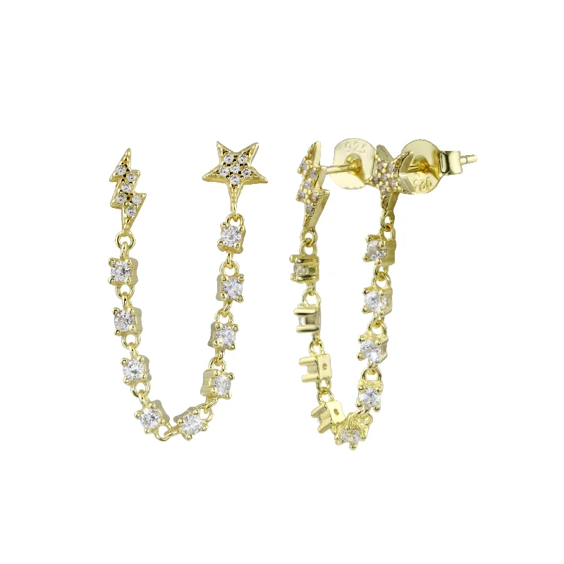 Fashion-Forward Jewelry At Incredible Prices Star Strike Pave Chain Earrings