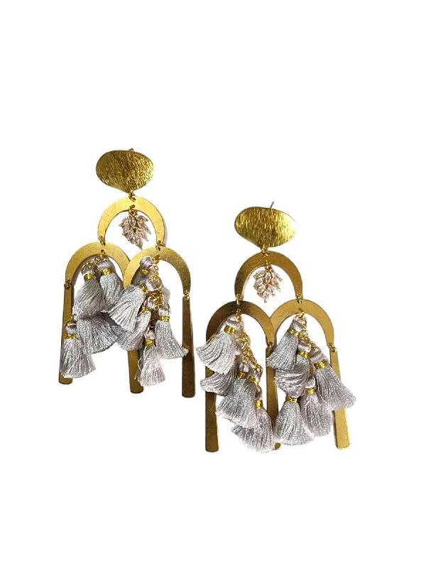 Exclusive Gemstone Jewelry Markdowns – Shop Now The Morgana Gray Tassel Earrings