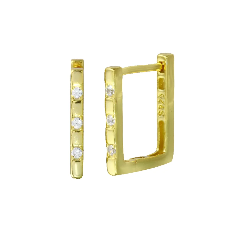 Last Chance To Grab Your Favorite Jewelry At A Discount Thin Triple Diamond Rectangle Huggie